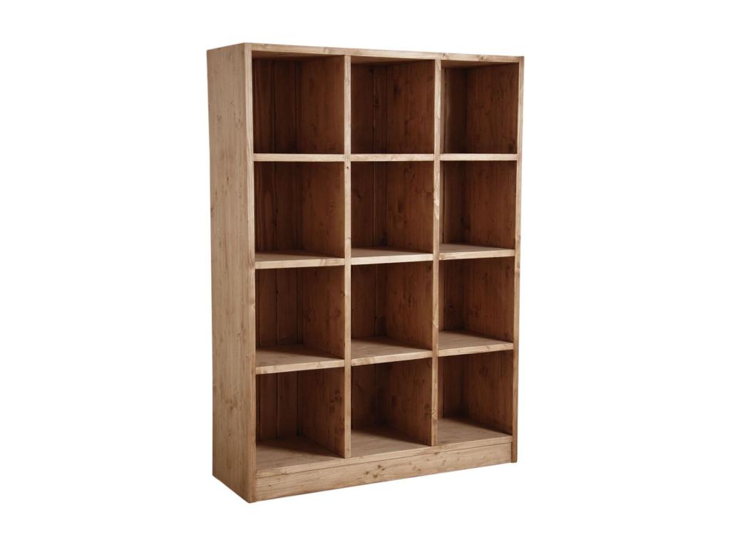 12-compartment bookcase in honey-waxed spruce 76037TMKT