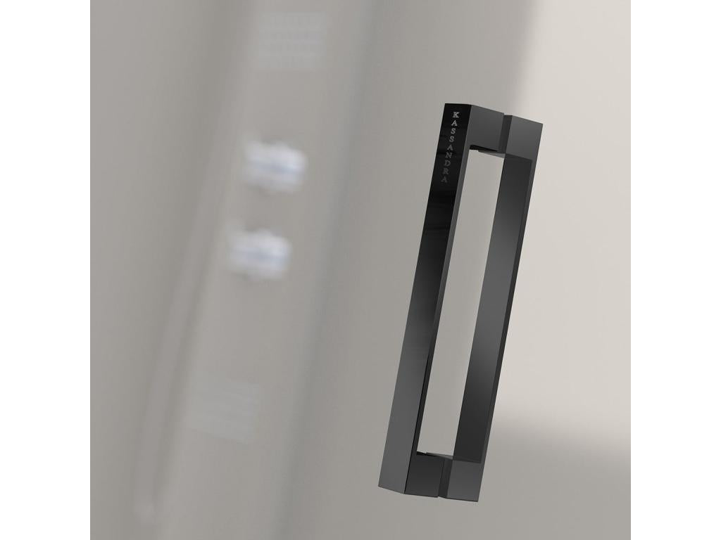 Shower enclosure with 2 fixed glass panels and 2 sliding doors, GLASÉ finish, matte black profile, 185 cm, 23982WVZY