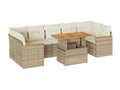 Garden furniture set with cushions, 8 pieces, beige wicker resin, Nidchicshop 57369XWBP