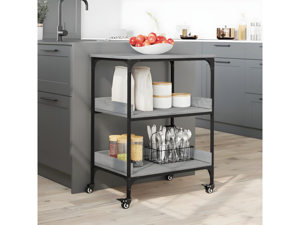 Nidchicshop kitchen trolley, grey, 60x41x80.5 cm, engineered wood, 95551JFJL