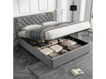 160x200 cm Storage Bed with Headboard - Velvet - Stainless Steel Legs - Calmetop Slatted Base - Grey (Mattress Not Included) 19712GYZM
