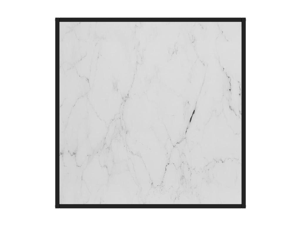Black coffee table with white marble top and glass top, 90x90x50 cm, 31807KUOO