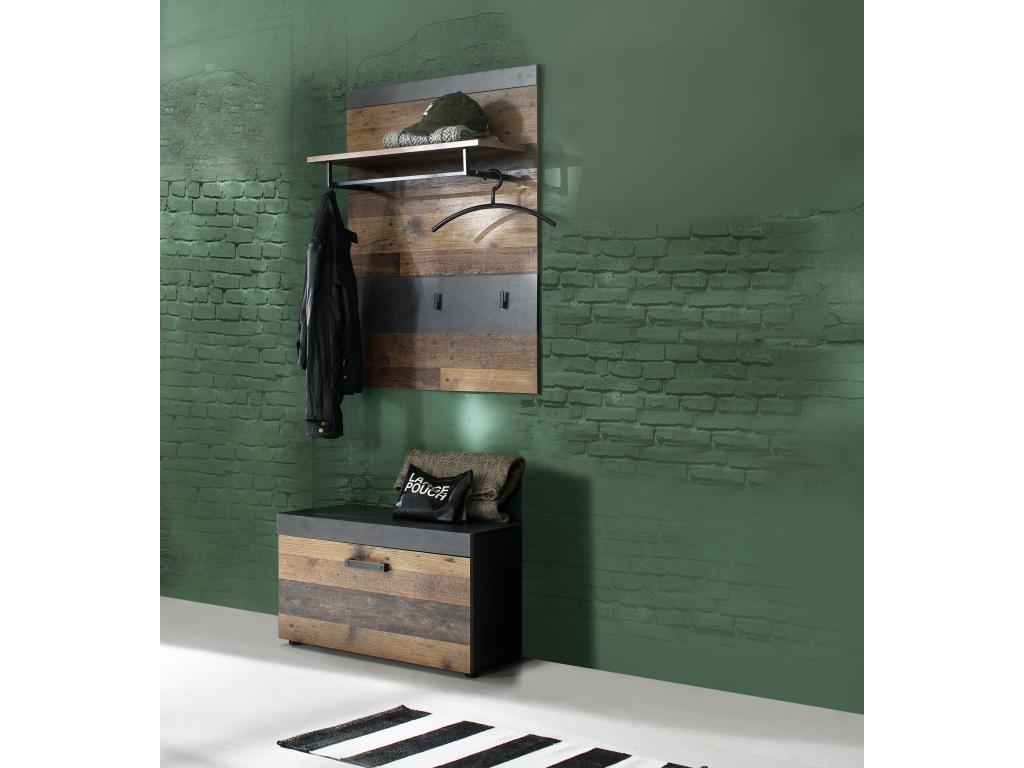 Calmetop E-style wardrobe system, grey, Calmetop aged wood look. 60216QEQU