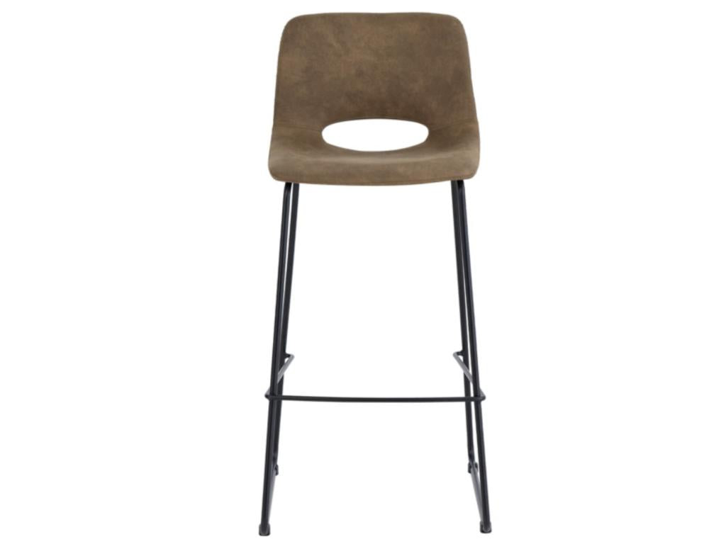 Nidchicshop faux leather polyester bar stool with metal legs - Brown - Seat height 65 cm 73644LMUH