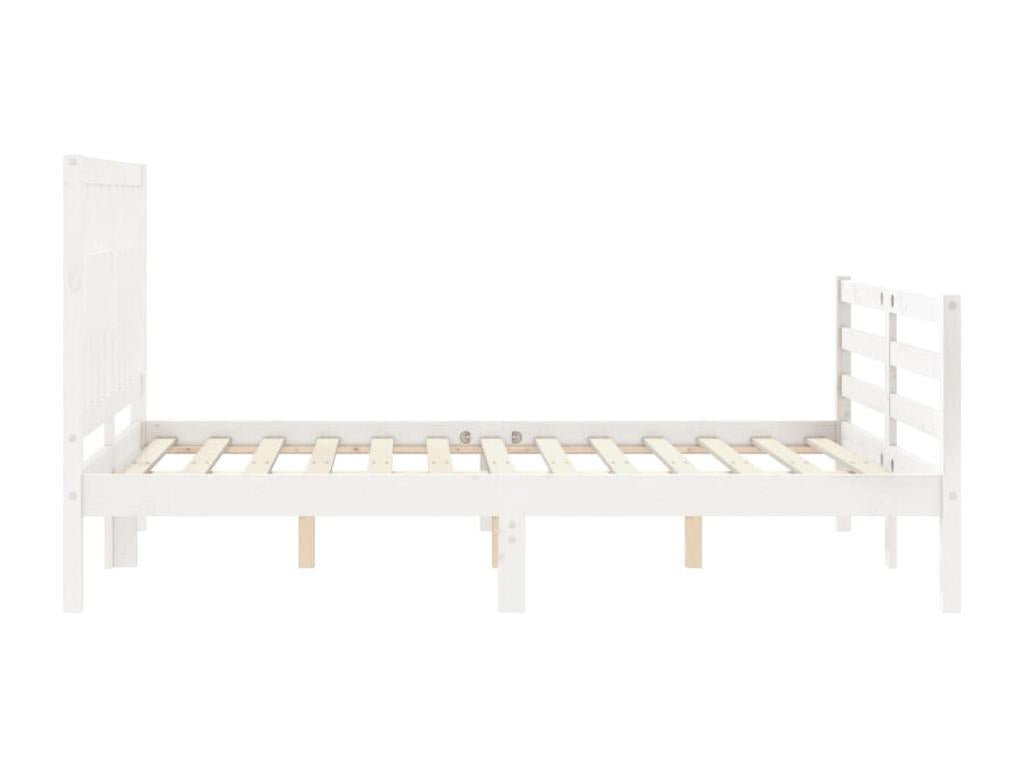 Bed frame without mattress, white, solid wood, 70999OXFR