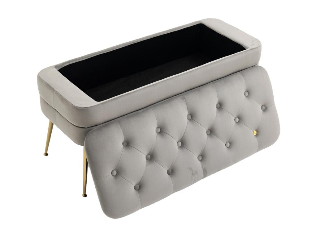 Upholstered fabric bench with safety hinge, bed stool/bench with storage space, 104x40x51cm, Grey, 62992JLLM