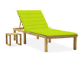 Garden chaise longue with table and cushion, impregnated pine, 94740ELGY
