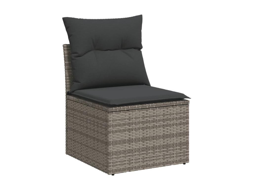 6-piece garden furniture set with grey resin wicker cushions 12628QADD