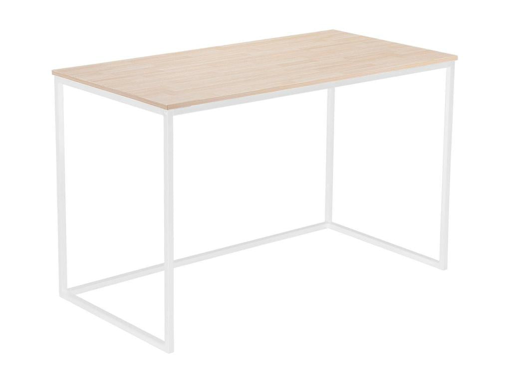 Nidchicshop Desk - Nordic oak-colored wooden top - White metal legs - 120x60x75cm 21163AQAN