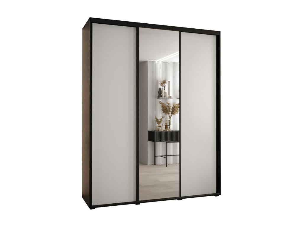 Nidchicshop 3-Door Sliding Wardrobe 235.2/200/60 cm, Black/White/Black, 47217YLYF