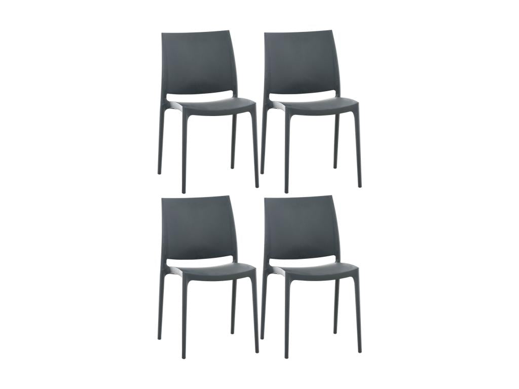 Set of 4 Garden Chairs - Plastic / Plastic - Dark Grey - Nidchicshop 04791AHBB
