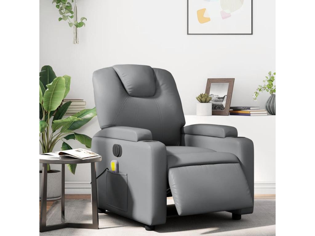 Grey faux leather electric reclining massage chair 15108AASA