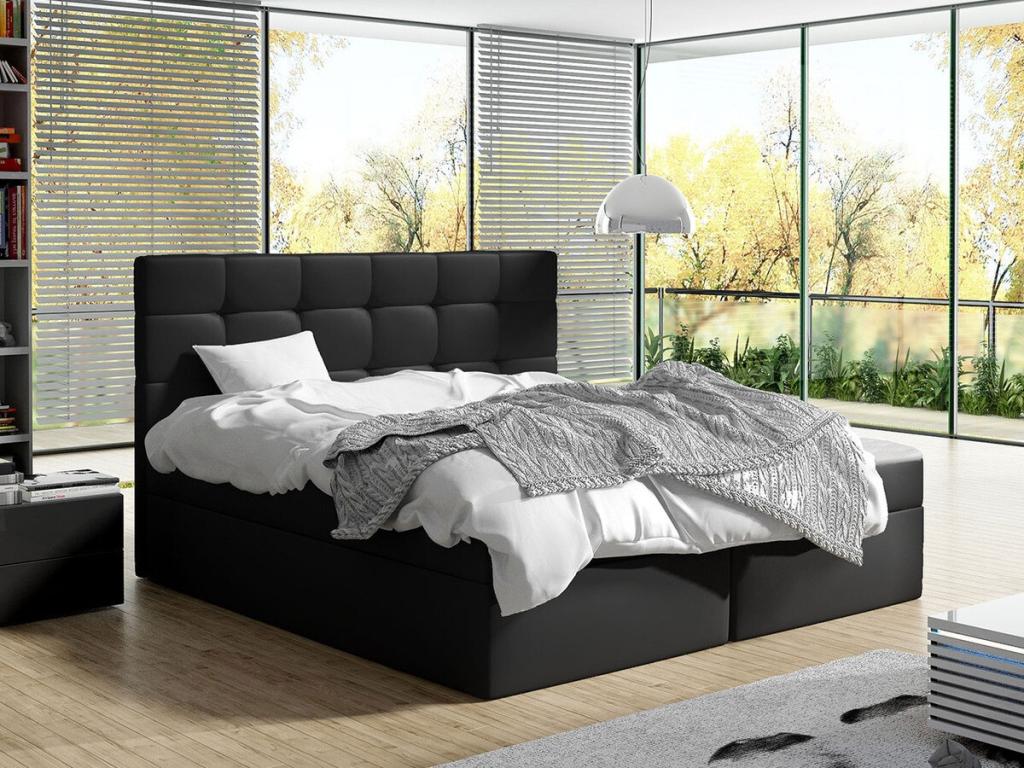 Continental bed Nidchicshop 196 Double Continental Black 180x200 Faux leather 183x206x112cm 23387AVCC