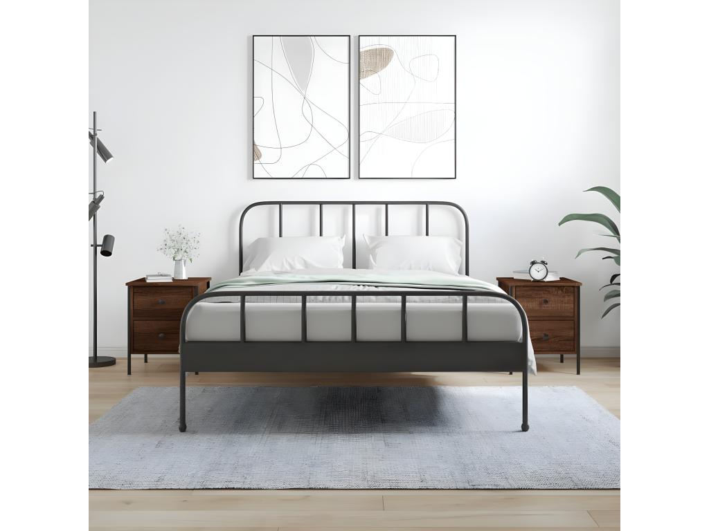 2-piece bedside tables, brown oak, 40x42x50cm, engineered wood, 46729UCGH