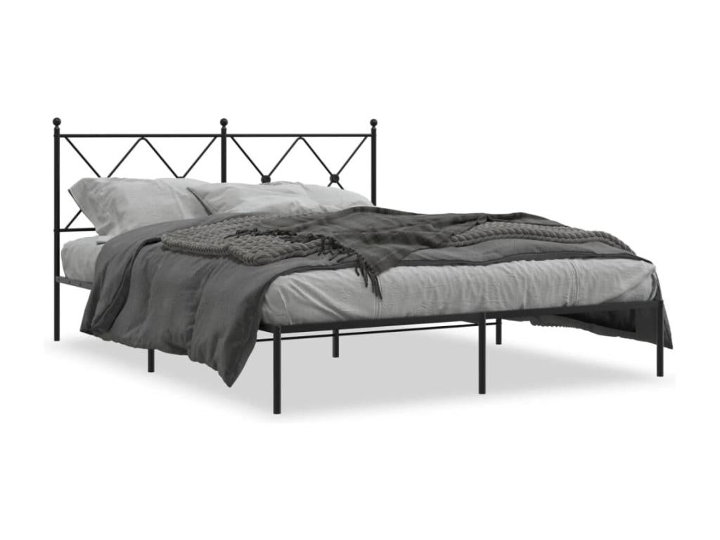 Metal bed frame with black headboard 160x200 cm 52940FDEK