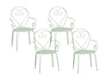 Set of 4 stackable metal garden chairs in wrought iron style - Almond green - Nidchicshop 36582IBXR