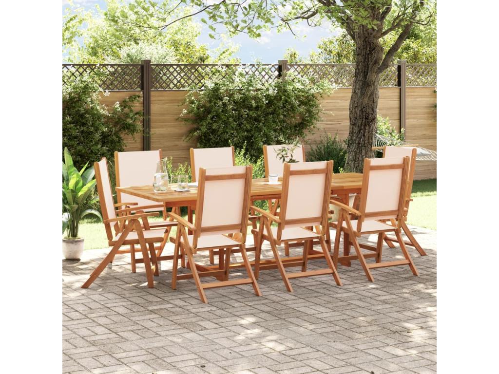 Calmetop 9-Piece Garden Dining Set, Solid Wood, Textilene, 13511LBTN