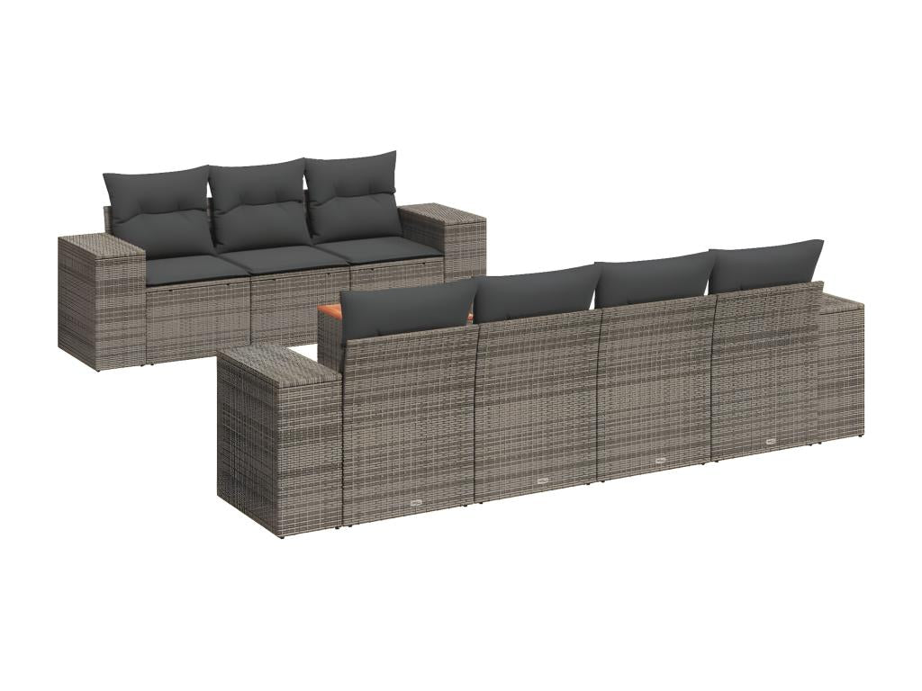 8-piece garden furniture set with grey resin wicker cushions 29648KRKW