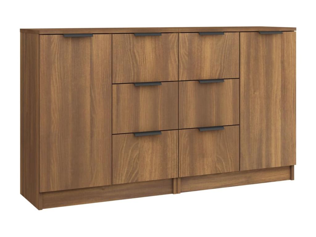 2-piece sideboard set, brown oak, 60x30x70 cm, engineered wood, 12776GGNA