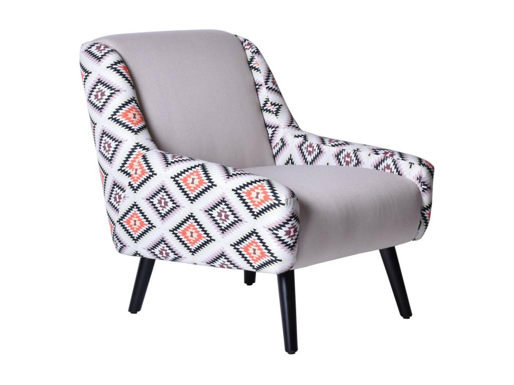 Calmetop - Retro armchair in two-tone ethnic fabric Calmetop 27177RADB