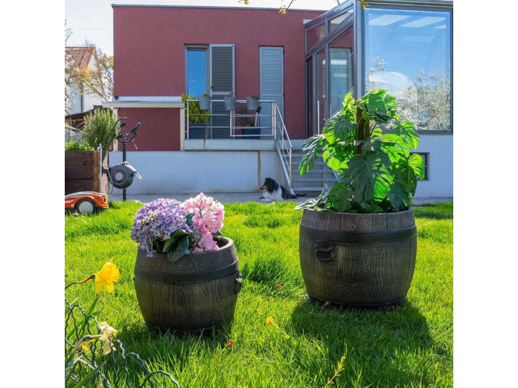 Bohometop round polyethylene planter, barrel-shaped design, 40x43 cm, 80773FXRU