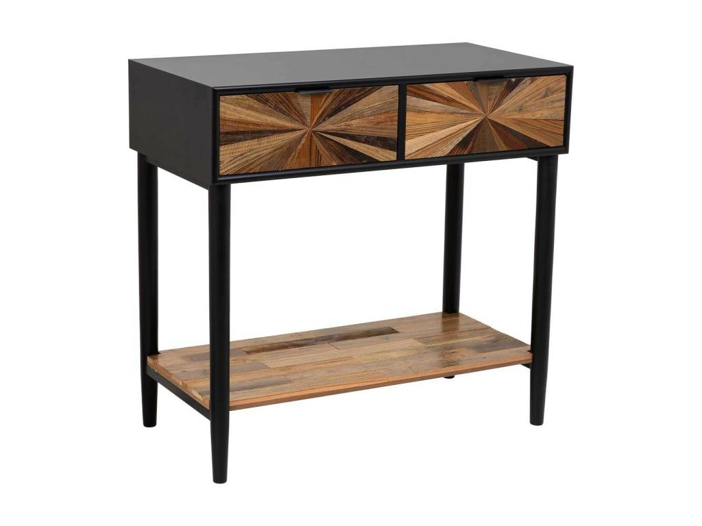 Wood and metal hall with 1 drawer and 1 shelf, brown, 80x42x79 cm, 40948CQCU