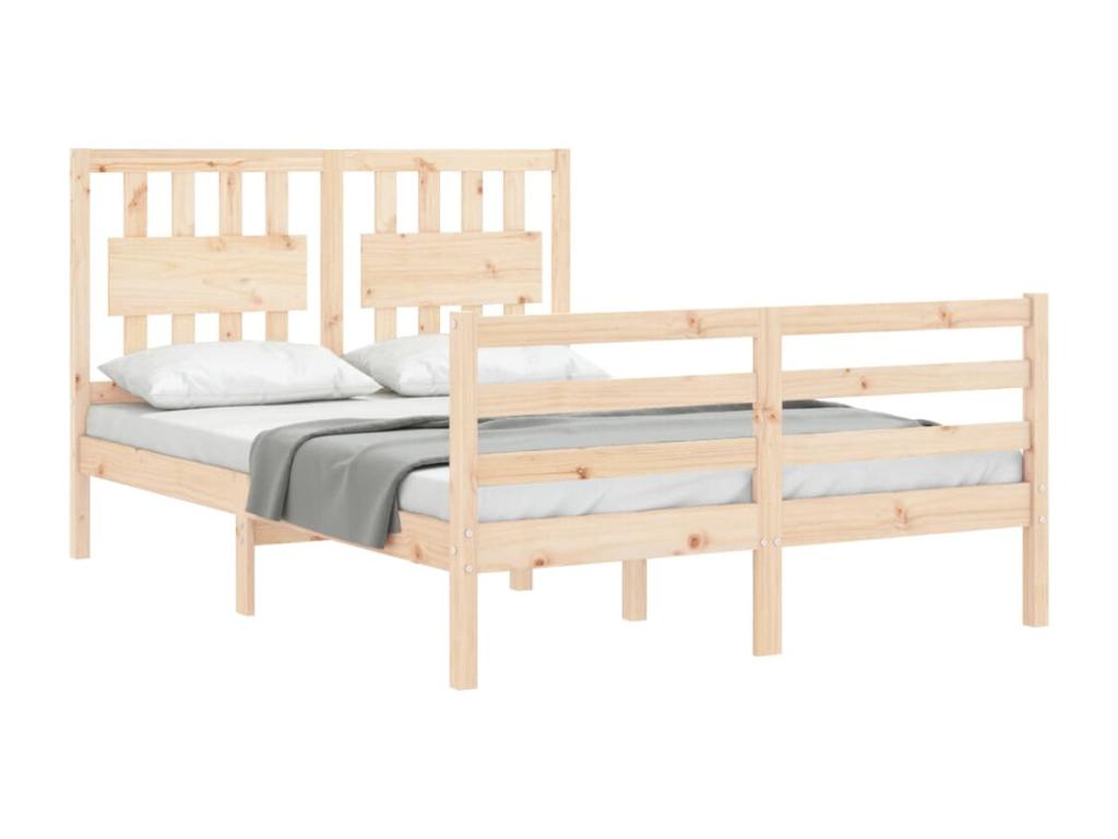 Bed frame with headboard, small double bed, solid wood, 59910PYSP