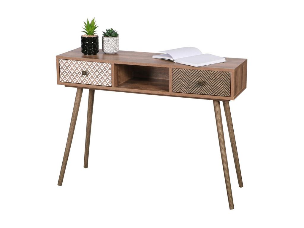 Calmetop console table in light oak finish with 2 drawers – Scandinavian design and practical storage 88307UXWR