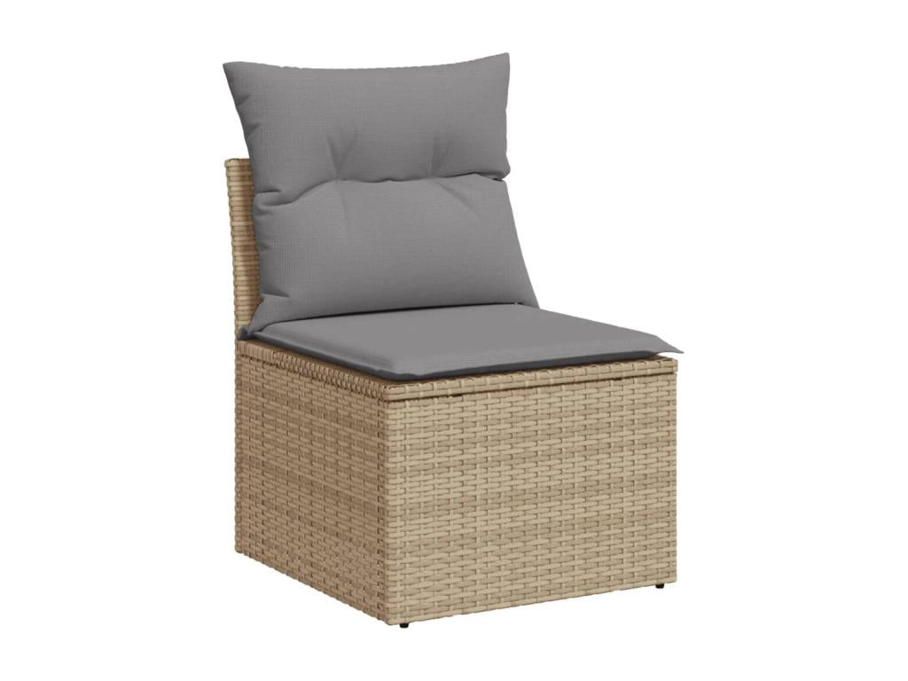 9-piece garden furniture set with cushions, beige wicker resin, 71823GRBH
