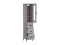 Nidchicshop Highboard, Grey, 34.5x34x180 cm, Engineered Wood, 10361LQZA