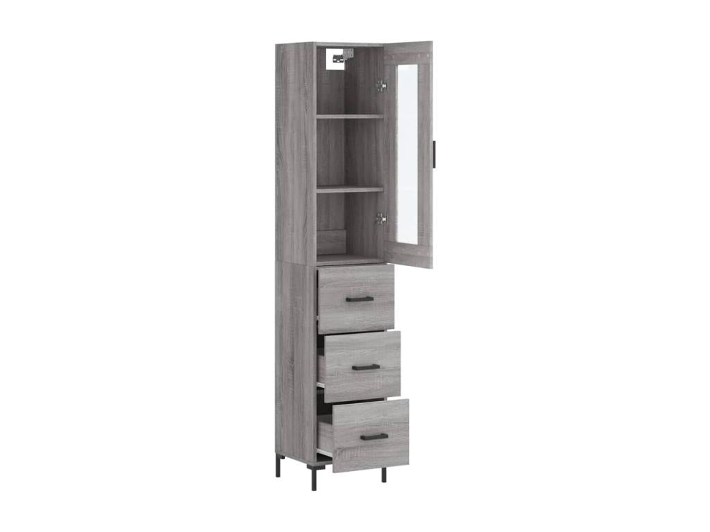Nidchicshop Highboard, Grey, 34.5x34x180 cm, Engineered Wood, 10361LQZA