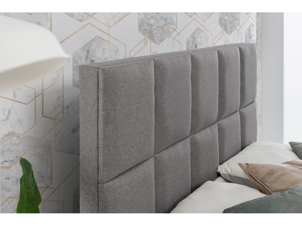 Black fabric box spring bed with mattress and topper, Lizen - Sleeping area 180x200 cm 75018WXFV