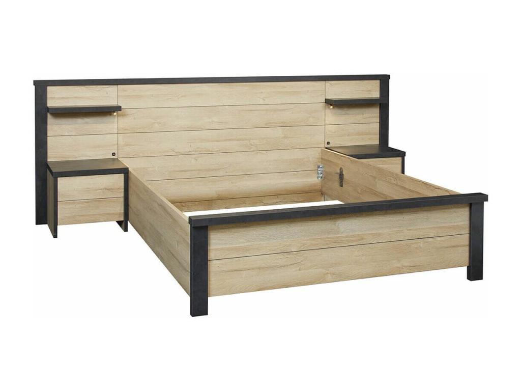 Nidchicshop - Bedroom 140x190cm Headboard with LEDs Bedside Tables 07542LTYQ