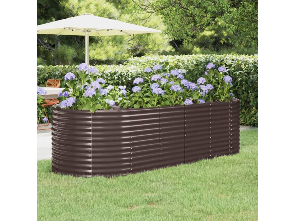 Raised garden bed, brown powder-coated steel, 67823XOMF