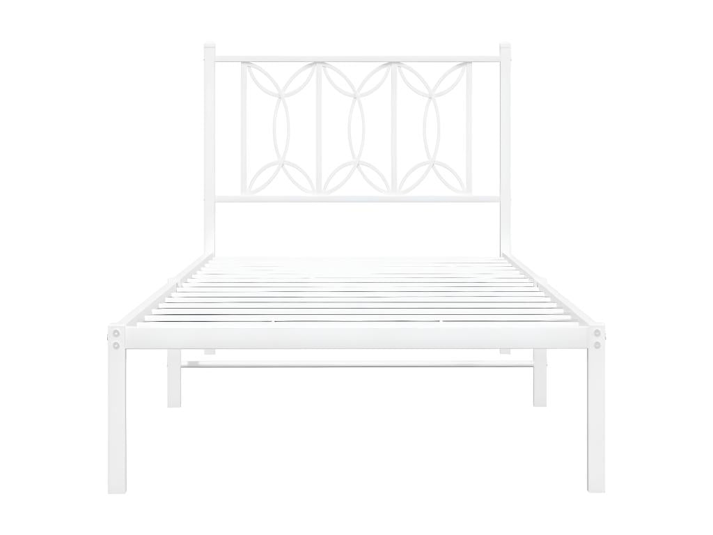 Metal bed frame with white headboard 90x190 cm 58622FQCM