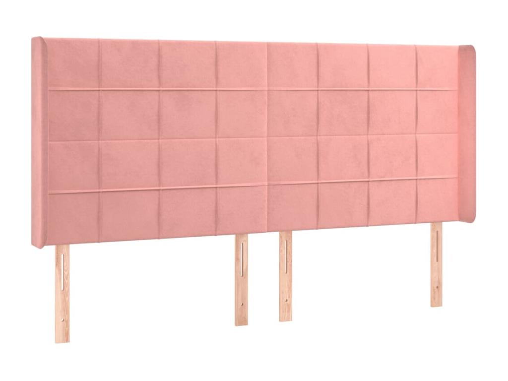 Headboard with wings, Pink, 163x16x118/128 cm, Velvet, 52259BGTM