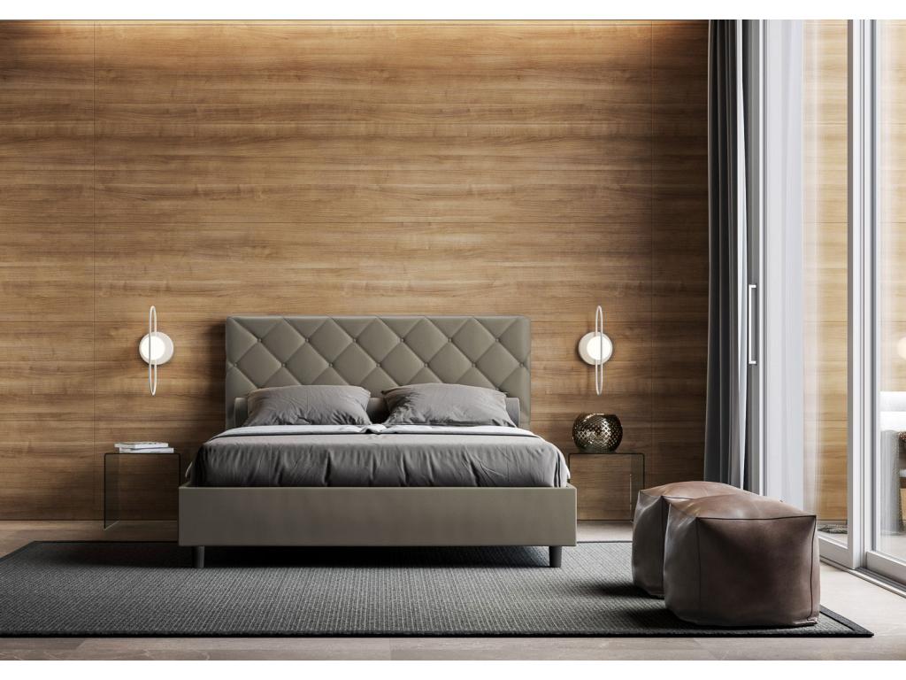 Nidchicshop 45009TLQJ Upholstered Storage Bed 160x210 Cappuccino Faux Leather