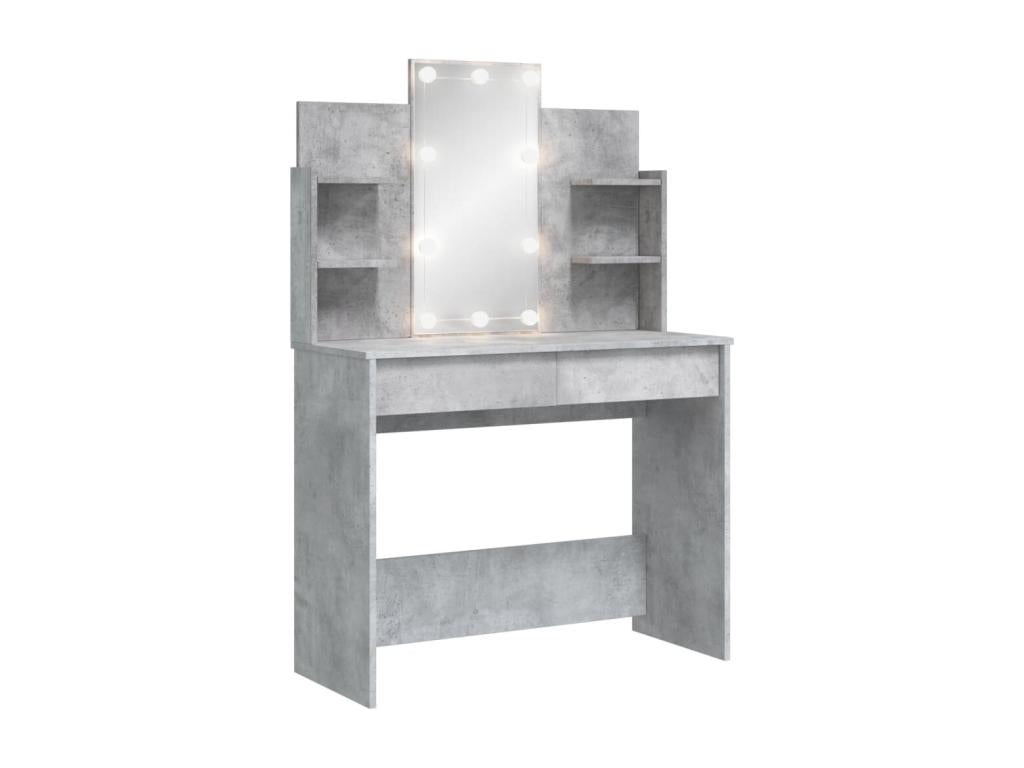 Dressing table with Nidchicshopères LED lights, concrete grey, 96x40x142 cm, 68098WIPK