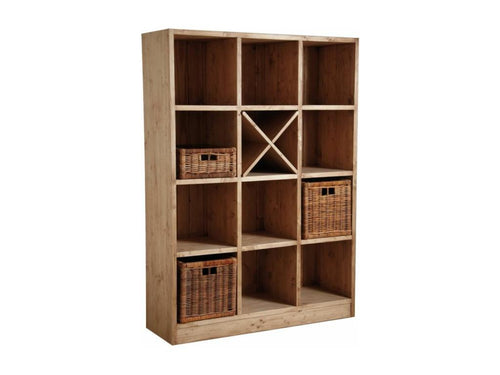 12-compartment bookcase in honey-waxed spruce 76037TMKT
