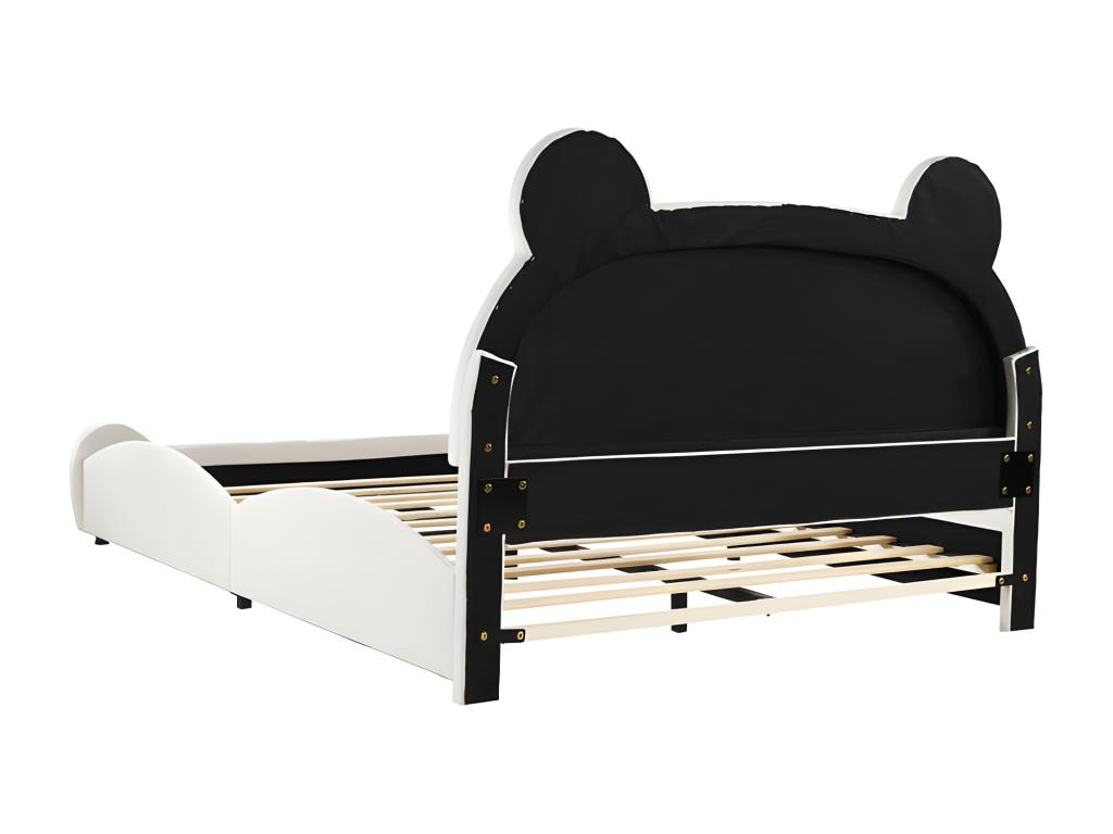 Children's bed 140x200 cm - bear shape - velvet fabric - Beige 59891EQTO