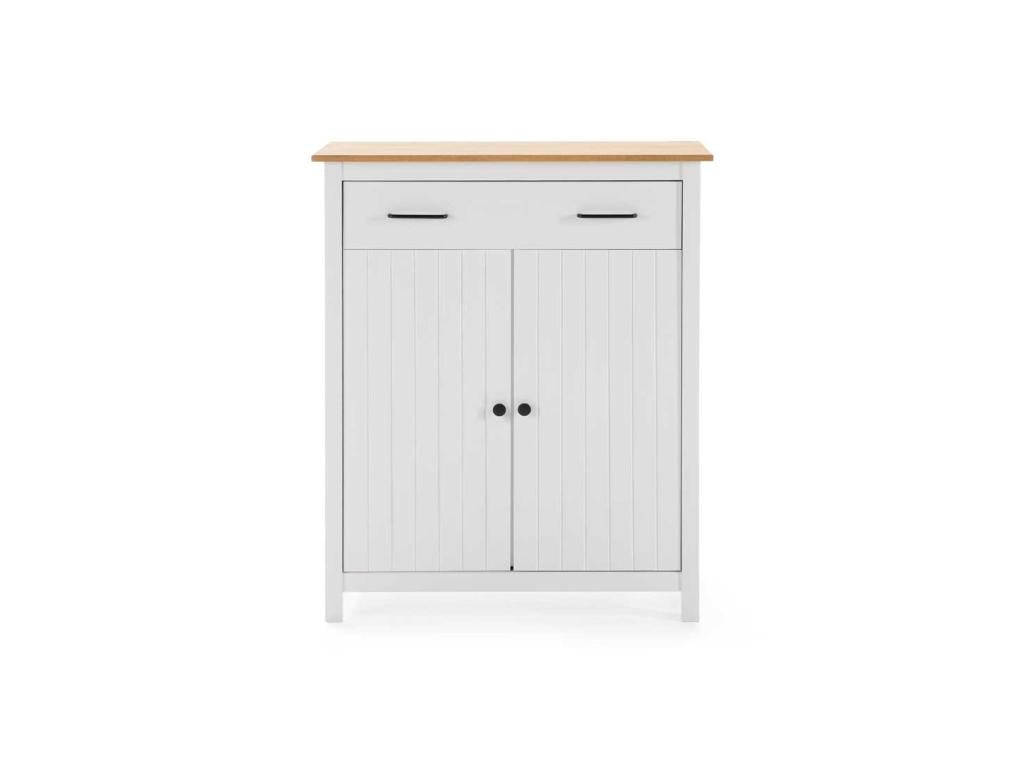 2-Door 1-Drawer Hallway Cabinet, Wood/White - Nidchicshop 49081SLGS