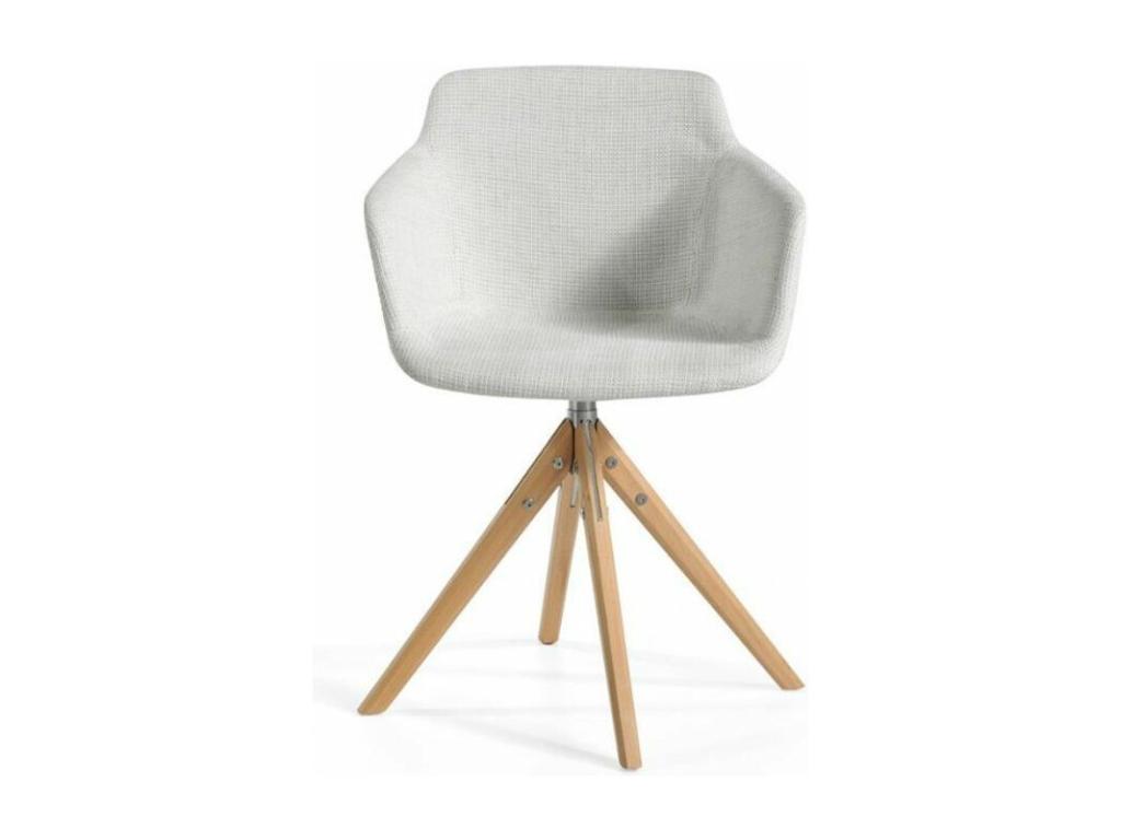 Swivel chair in fabric with light solid ash legs. Nidchicshop-Nidchicshop 01 06493LPLP