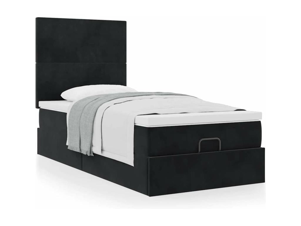 Nidchicshop bed frame with black velvet mattress 90x200 cm 54143JBZI
