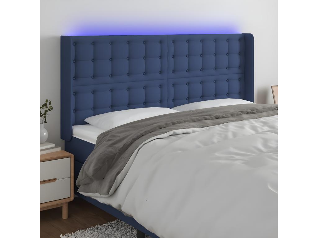 Blue LED Headboard 203x16x118/128 cm Fabric 46764REQJ