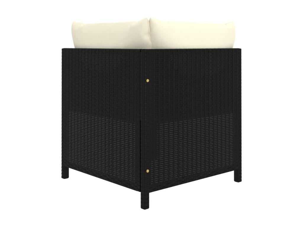 6-piece garden furniture set with cushions, black wicker resin, 88650DFSQ