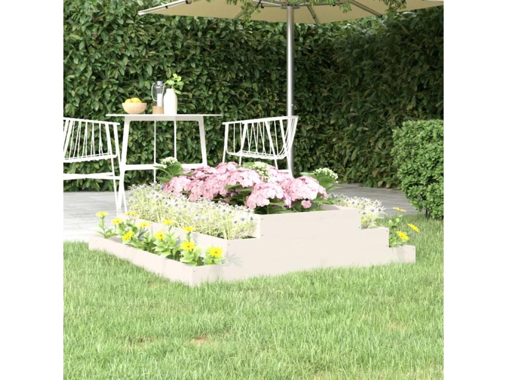 White Planter 110x110x27 Solid Pine Wood 25235SBNX