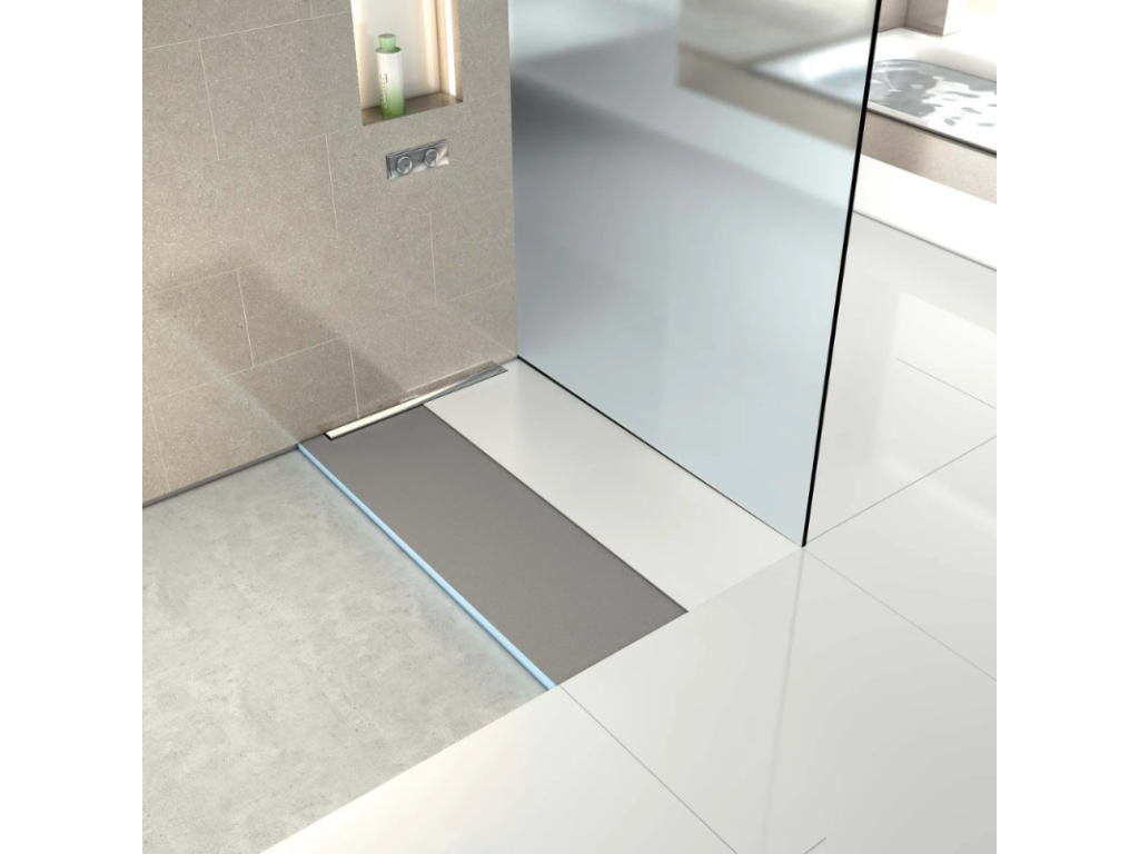 Bohometop 100x100 cm tileable shower tray with vertical drain and 70 cm finishing strip 18954CPXP