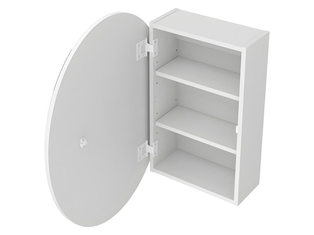 Oval bathroom wall cabinet with mirror - White - Nidchicshop 87382MZFV