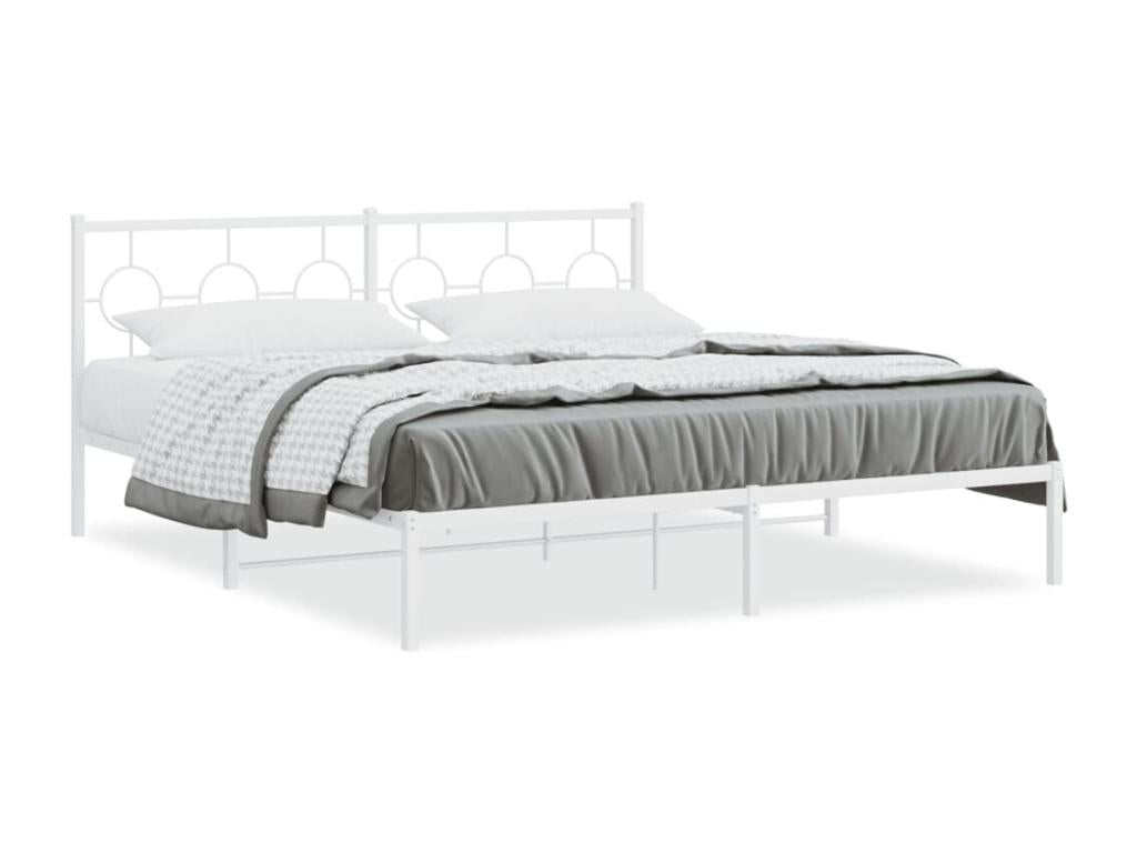 Metal bed frame with white headboard 180x200 cm 64148FCBD