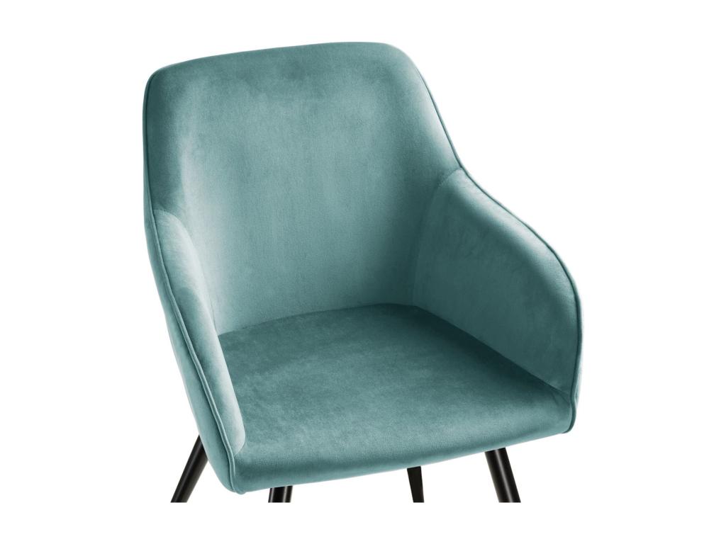 Set of 2 chairs with black legs, elegant design, living room, kitchen, dining room seating, turquoise velvet, 08 0000138 57548OPTO